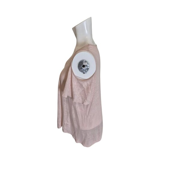 Saks Fifth Ave Slub Linen Tee T Shirt Cold Shoulder Top Oversized Pink sz M - Picture 2 of 4